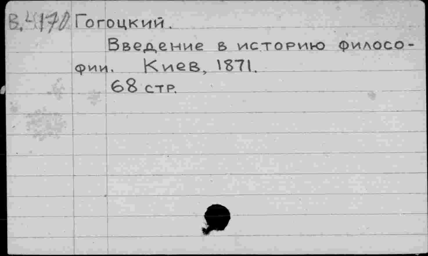 ﻿	Гогоикий .	
	ФИИ	Введение 6 историю филосо-к Киев, ^71.	_
		стр.
		
		
		
		
		
		А
		Ж
		